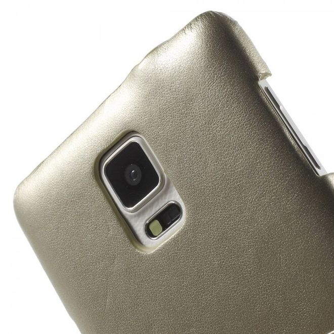 Samsung Galaxy Note 4 Roar Korea Hart Plastik Case mit Lederüberzug und Kreditkartenslot - champagnerfarben