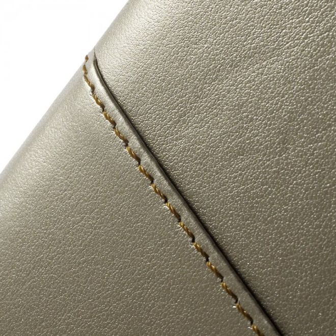 Samsung Galaxy Note 4 Roar Korea Hart Plastik Case mit Lederüberzug und Kreditkartenslot - champagnerfarben
