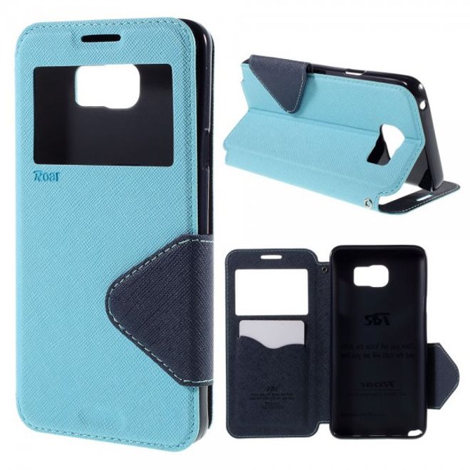 Samsung Galaxy Note 5 Roar Korea Leder Case mit Standfunktion - hellblau