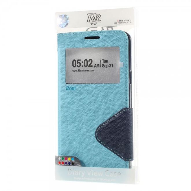 Samsung Galaxy Note 5 Roar Korea Leder Case mit Standfunktion - hellblau