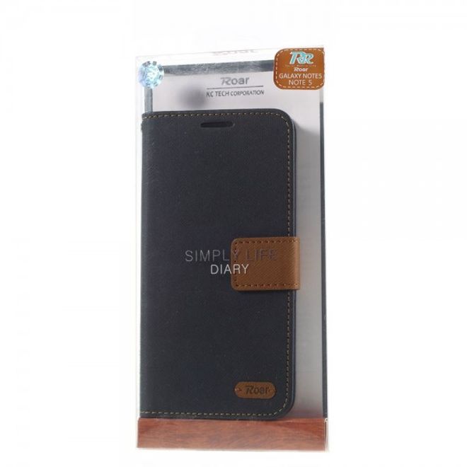 Samsung Galaxy Note 5 Roar Korea Leder Case mit Köpermuster - schwarz