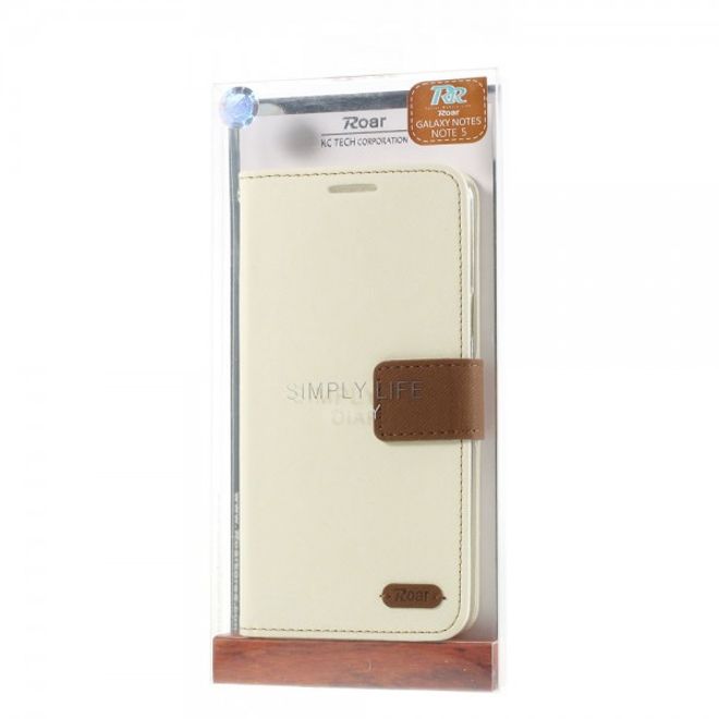 Samsung Galaxy Note 5 Roar Korea Leder Case mit Köpermuster - weiss