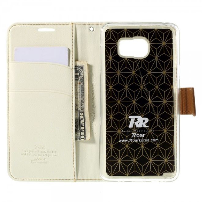 Samsung Galaxy Note 5 Roar Korea Leder Case mit Köpermuster - weiss
