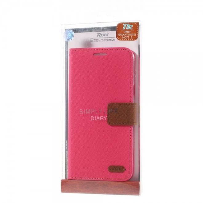 Samsung Galaxy Note 5 Roar Korea Leder Case mit Köpermuster - rosa