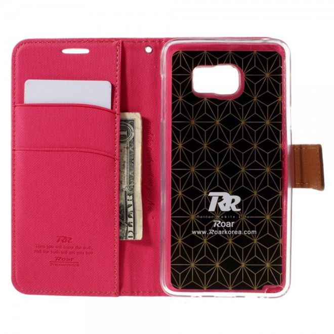 Samsung Galaxy Note 5 Roar Korea Leder Case mit Köpermuster - rosa