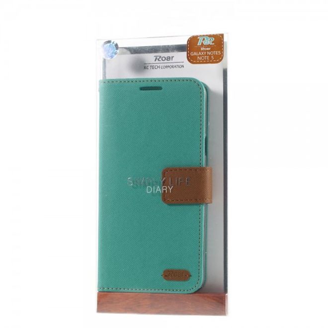 Samsung Galaxy Note 5 Roar Korea Leder Case mit Köpermuster - blau