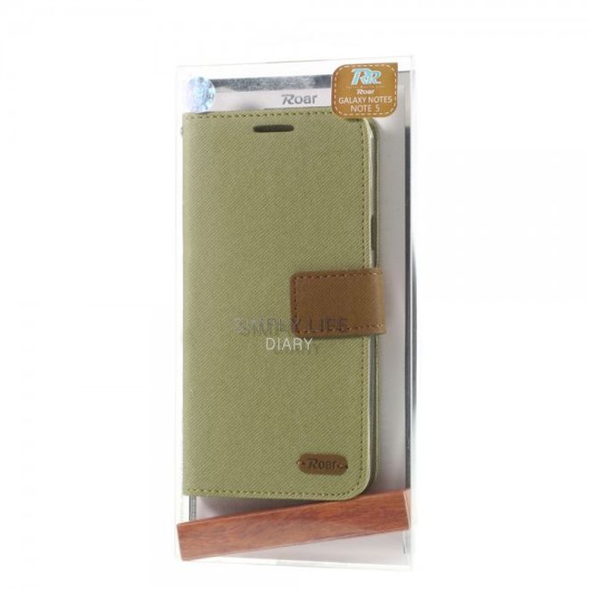 Samsung Galaxy Note 5 Roar Korea Leder Case mit Köpermuster - grün