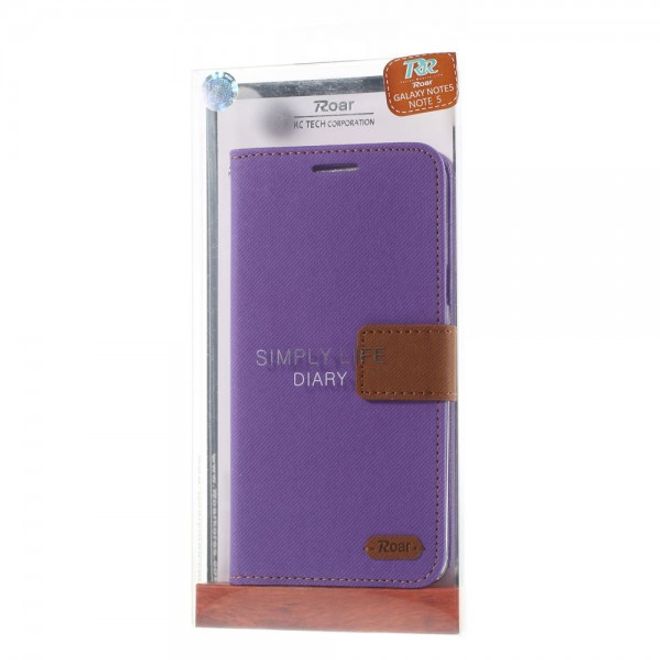 Samsung Galaxy Note 5 Roar Korea Leder Case mit Köpermuster - purpur