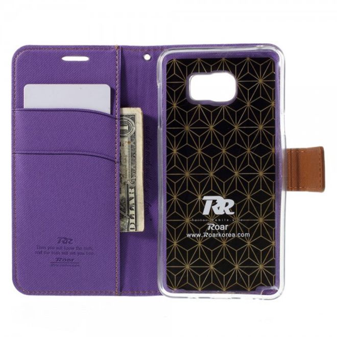 Samsung Galaxy Note 5 Roar Korea Leder Case mit Köpermuster - purpur