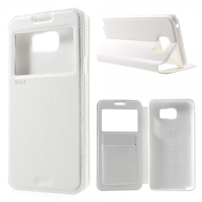 Samsung Galaxy Note 5 Roar Korea Leder Case mit kleinem Fenster - weiss