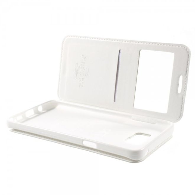 Samsung Galaxy Note 5 Roar Korea Leder Case mit kleinem Fenster - weiss