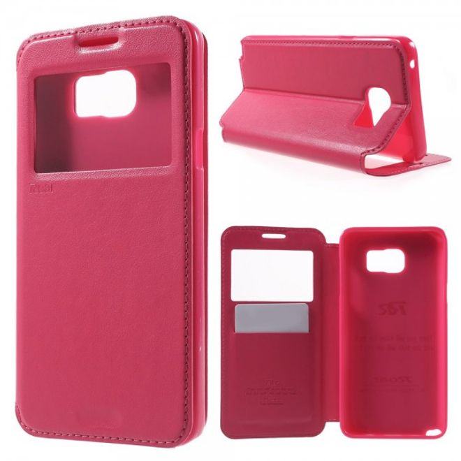 Samsung Galaxy Note 5 Roar Korea Leder Case mit kleinem Fenster - rosa