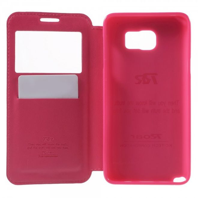 Samsung Galaxy Note 5 Roar Korea Leder Case mit kleinem Fenster - rosa