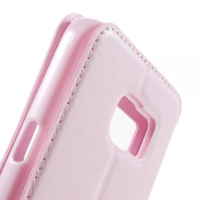 Samsung Galaxy Note 5 Roar Korea Leder Case mit kleinem Fenster - pink