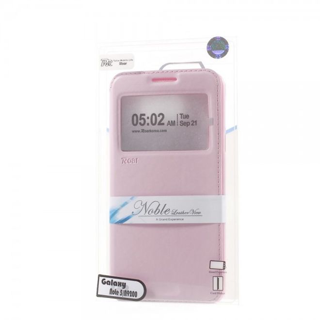Samsung Galaxy Note 5 Roar Korea Leder Case mit kleinem Fenster - pink