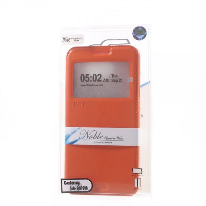 Samsung Galaxy Note 5 Roar Korea Leder Case mit kleinem Fenster - orange