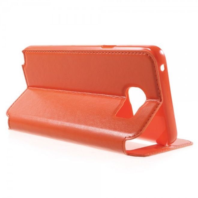 Samsung Galaxy Note 5 Roar Korea Leder Case mit kleinem Fenster - orange