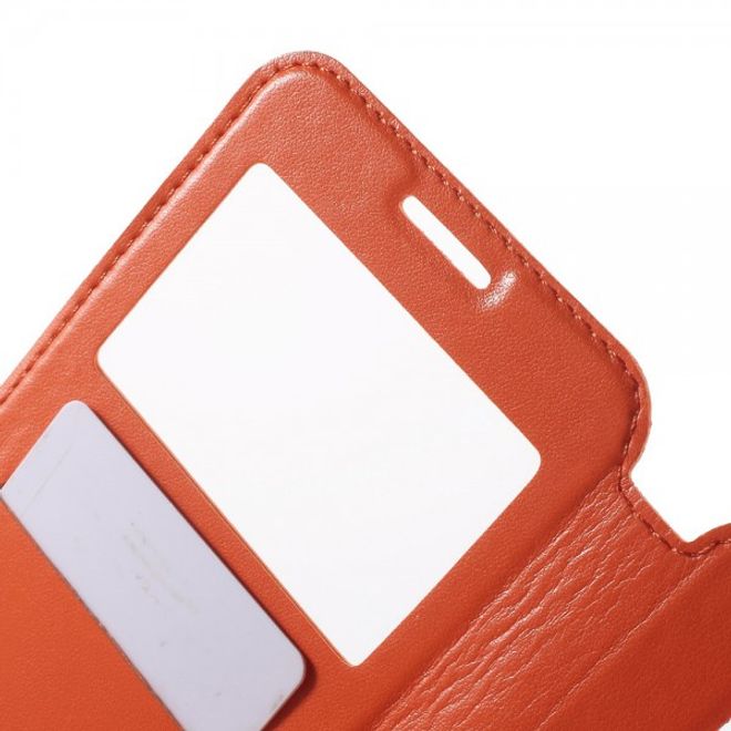 Samsung Galaxy Note 5 Roar Korea Leder Case mit kleinem Fenster - orange