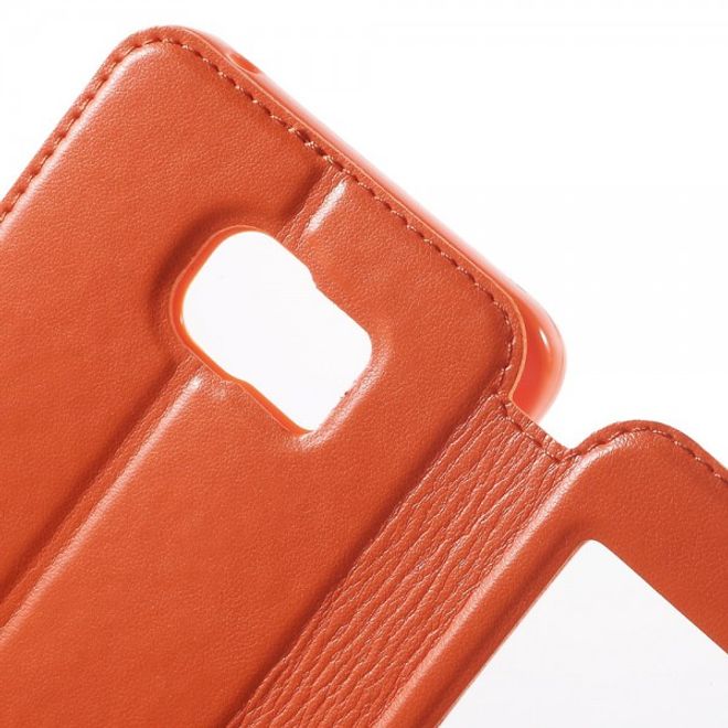 Samsung Galaxy Note 5 Roar Korea Leder Case mit kleinem Fenster - orange