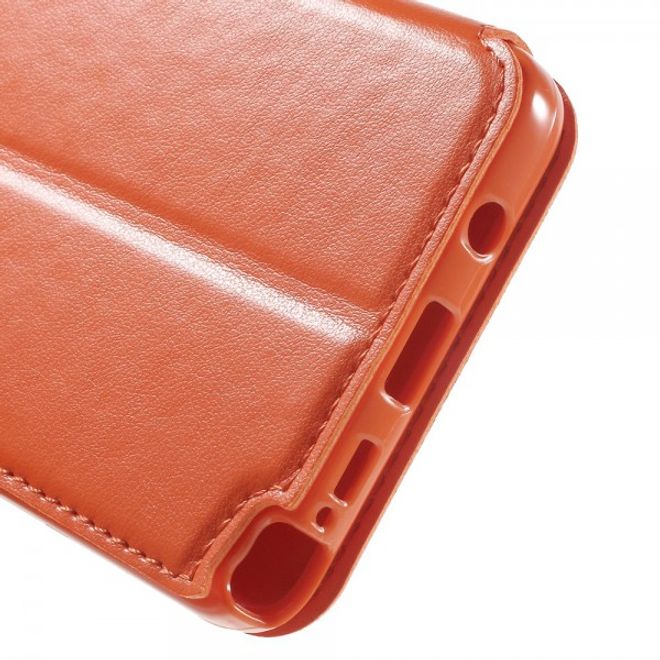 Samsung Galaxy Note 5 Roar Korea Leder Case mit kleinem Fenster - orange