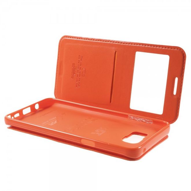 Samsung Galaxy Note 5 Roar Korea Leder Case mit kleinem Fenster - orange