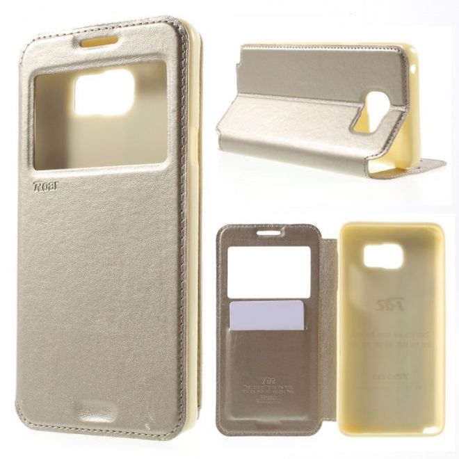 Samsung Galaxy Note 5 Roar Korea Leder Case mit kleinem Fenster - champagnerfarben
