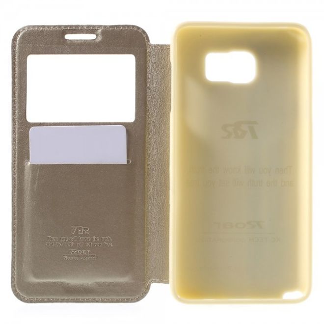 Samsung Galaxy Note 5 Roar Korea Leder Case mit kleinem Fenster - champagnerfarben
