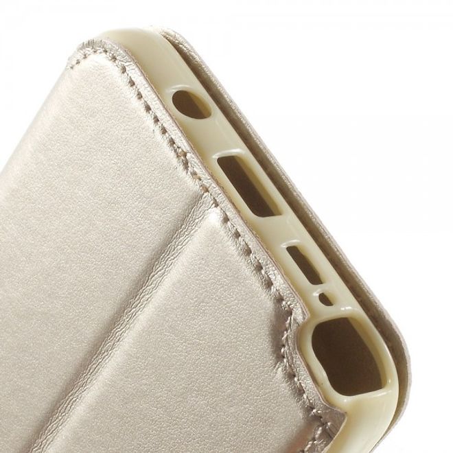 Samsung Galaxy Note 5 Roar Korea Leder Case mit kleinem Fenster - champagnerfarben