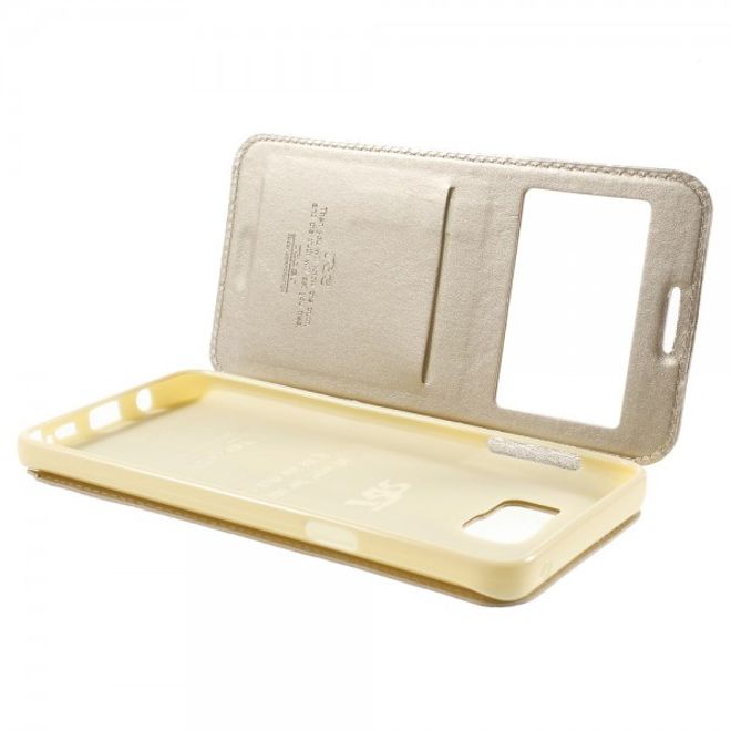 Samsung Galaxy Note 5 Roar Korea Leder Case mit kleinem Fenster - champagnerfarben