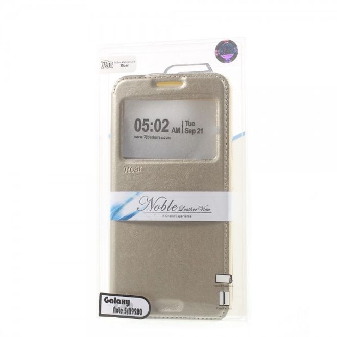 Samsung Galaxy Note 5 Roar Korea Leder Case mit kleinem Fenster - champagnerfarben