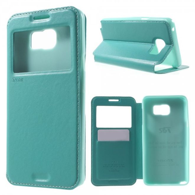 Samsung Galaxy Note 5 Roar Korea Leder Case mit kleinem Fenster - hellblau