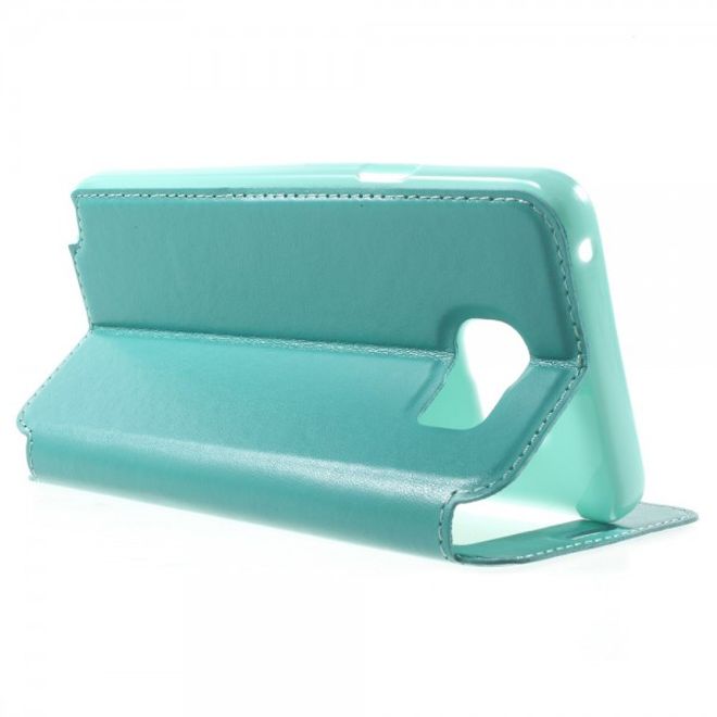 Samsung Galaxy Note 5 Roar Korea Leder Case mit kleinem Fenster - hellblau