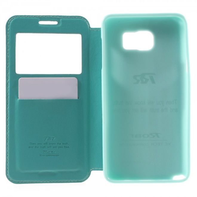 Samsung Galaxy Note 5 Roar Korea Leder Case mit kleinem Fenster - hellblau