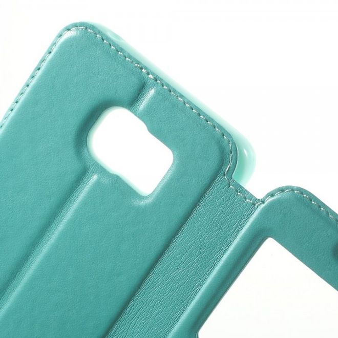 Samsung Galaxy Note 5 Roar Korea Leder Case mit kleinem Fenster - hellblau