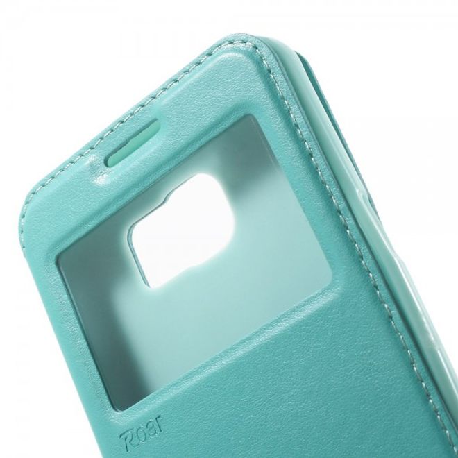 Samsung Galaxy Note 5 Roar Korea Leder Case mit kleinem Fenster - hellblau