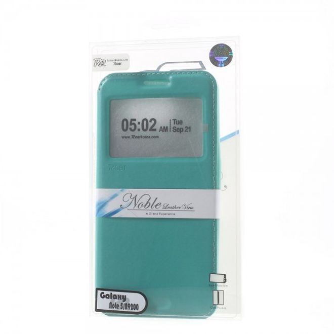 Samsung Galaxy Note 5 Roar Korea Leder Case mit kleinem Fenster - hellblau