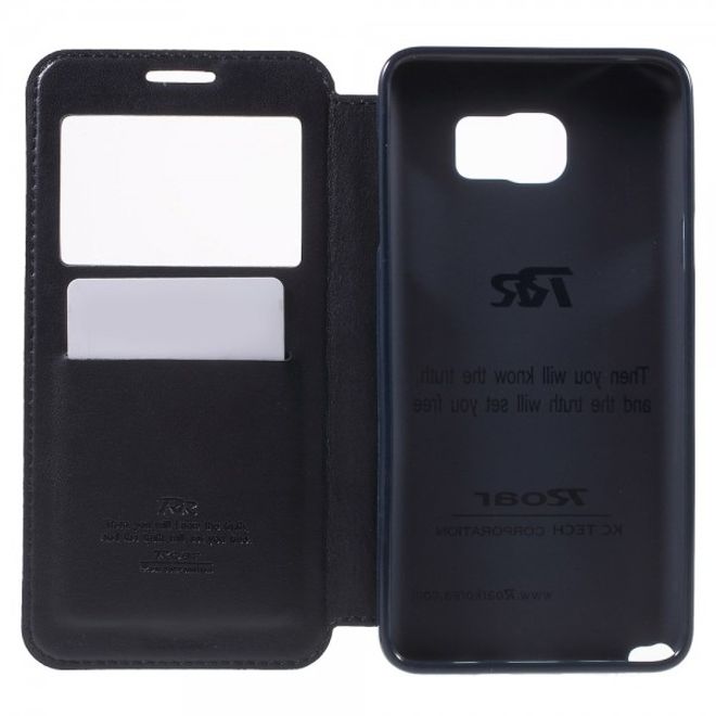 Samsung Galaxy Note 5 Roar Korea Leder Case mit kleinem Fenster - dunkelblau