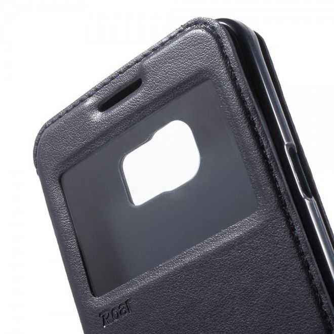 Samsung Galaxy Note 5 Roar Korea Leder Case mit kleinem Fenster - dunkelblau