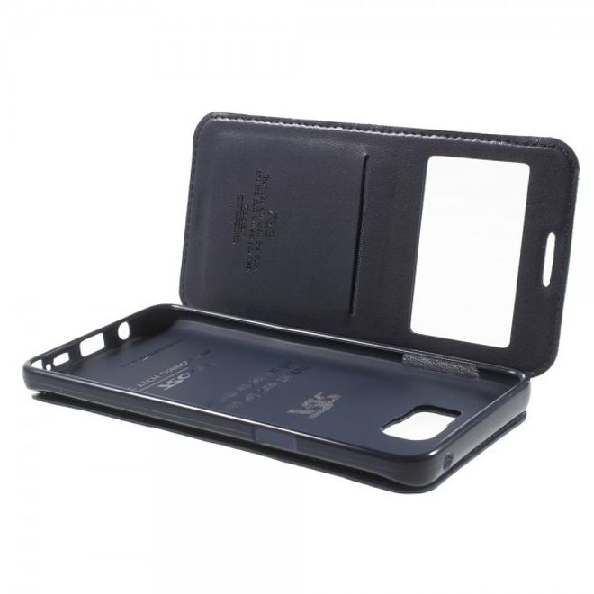 Samsung Galaxy Note 5 Roar Korea Leder Case mit kleinem Fenster - dunkelblau
