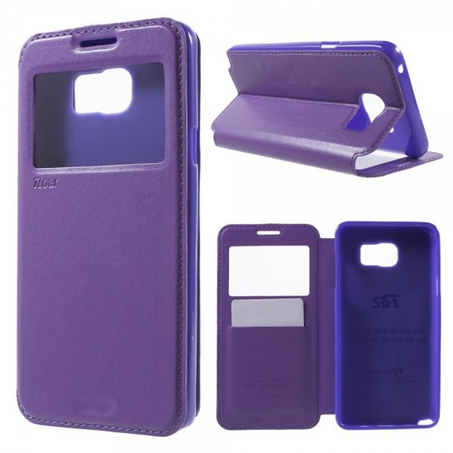 Samsung Galaxy Note 5 Roar Korea Leder Case mit kleinem Fenster - purpur