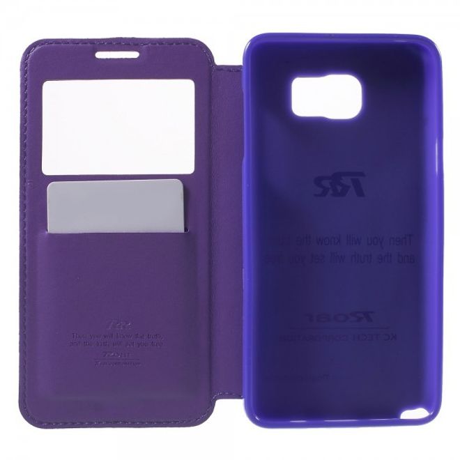 Samsung Galaxy Note 5 Roar Korea Leder Case mit kleinem Fenster - purpur