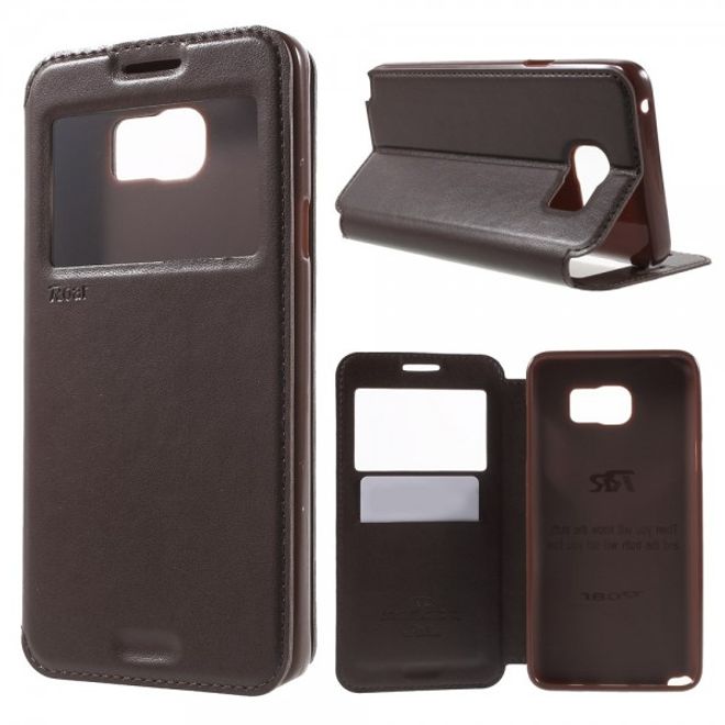 Samsung Galaxy Note 5 Roar Korea Leder Case mit kleinem Fenster - kaffeefarben