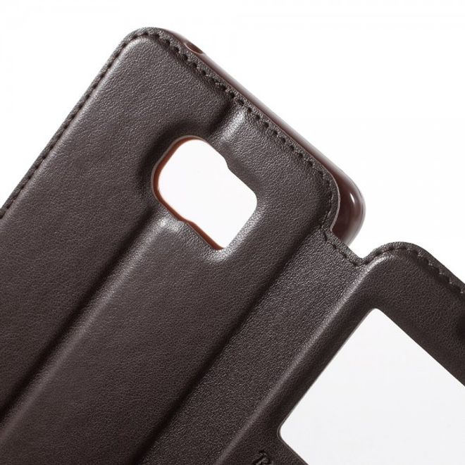 Samsung Galaxy Note 5 Roar Korea Leder Case mit kleinem Fenster - kaffeefarben