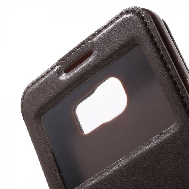 Samsung Galaxy Note 5 Roar Korea Leder Case mit kleinem Fenster - kaffeefarben