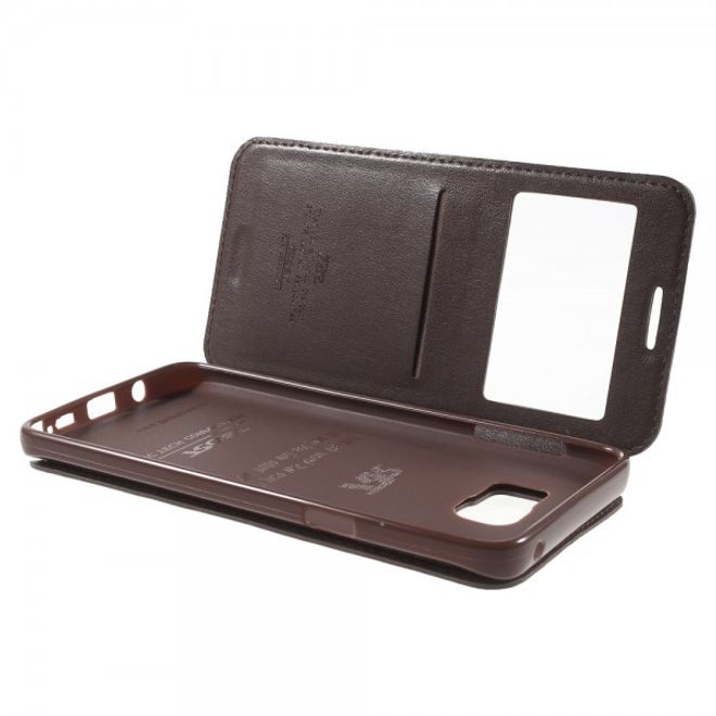 Samsung Galaxy Note 5 Roar Korea Leder Case mit kleinem Fenster - kaffeefarben