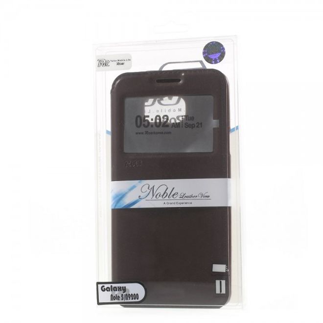 Samsung Galaxy Note 5 Roar Korea Leder Case mit kleinem Fenster - kaffeefarben