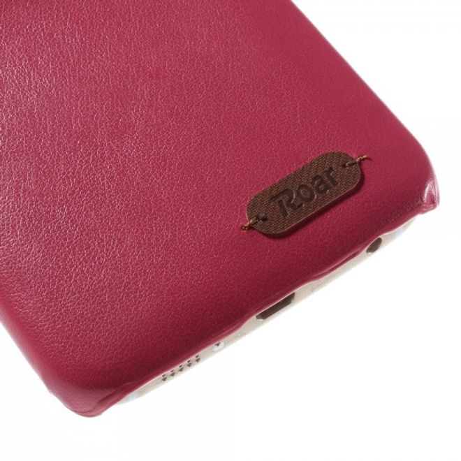 Galaxy S6 Edge Roar Korea Hart Plastik Case mit Lederüberzug und Kreditkkartenslot - rosa