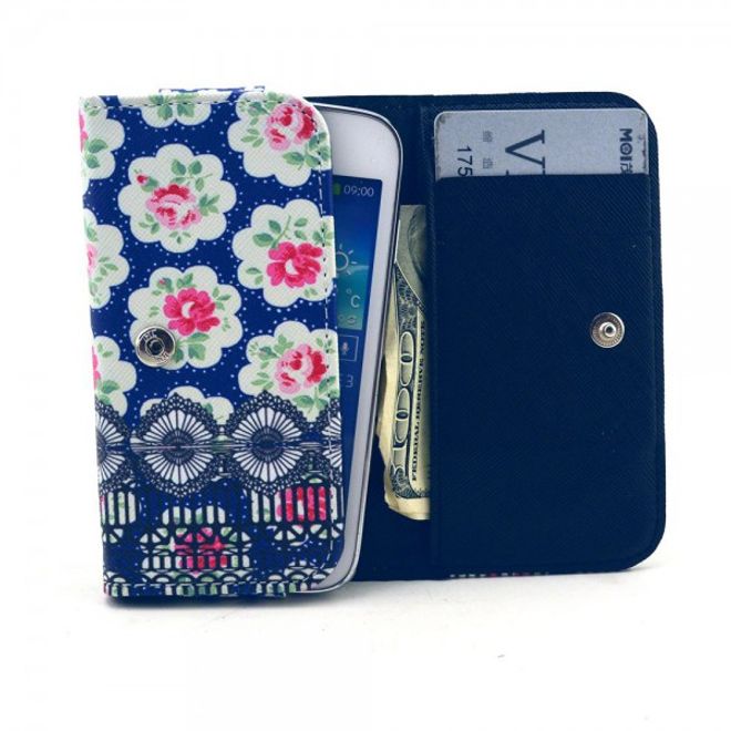 Universelles Leder Case für Smartphones bis 13.8x7x1.5cm mit entzückenden Rosen