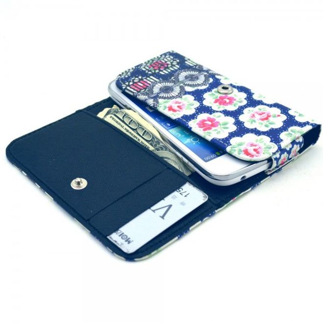 Universelles Leder Case für Smartphones bis 13.8x7x1.5cm mit entzückenden Rosen