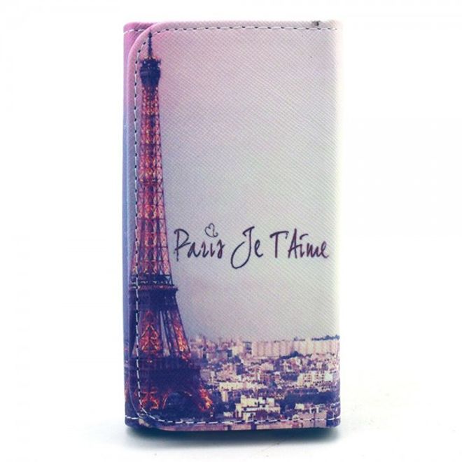 Universelles Leder Case für Smartphones bis 13.8x7x1.5cm mit Eiffelturm und Schriftzug